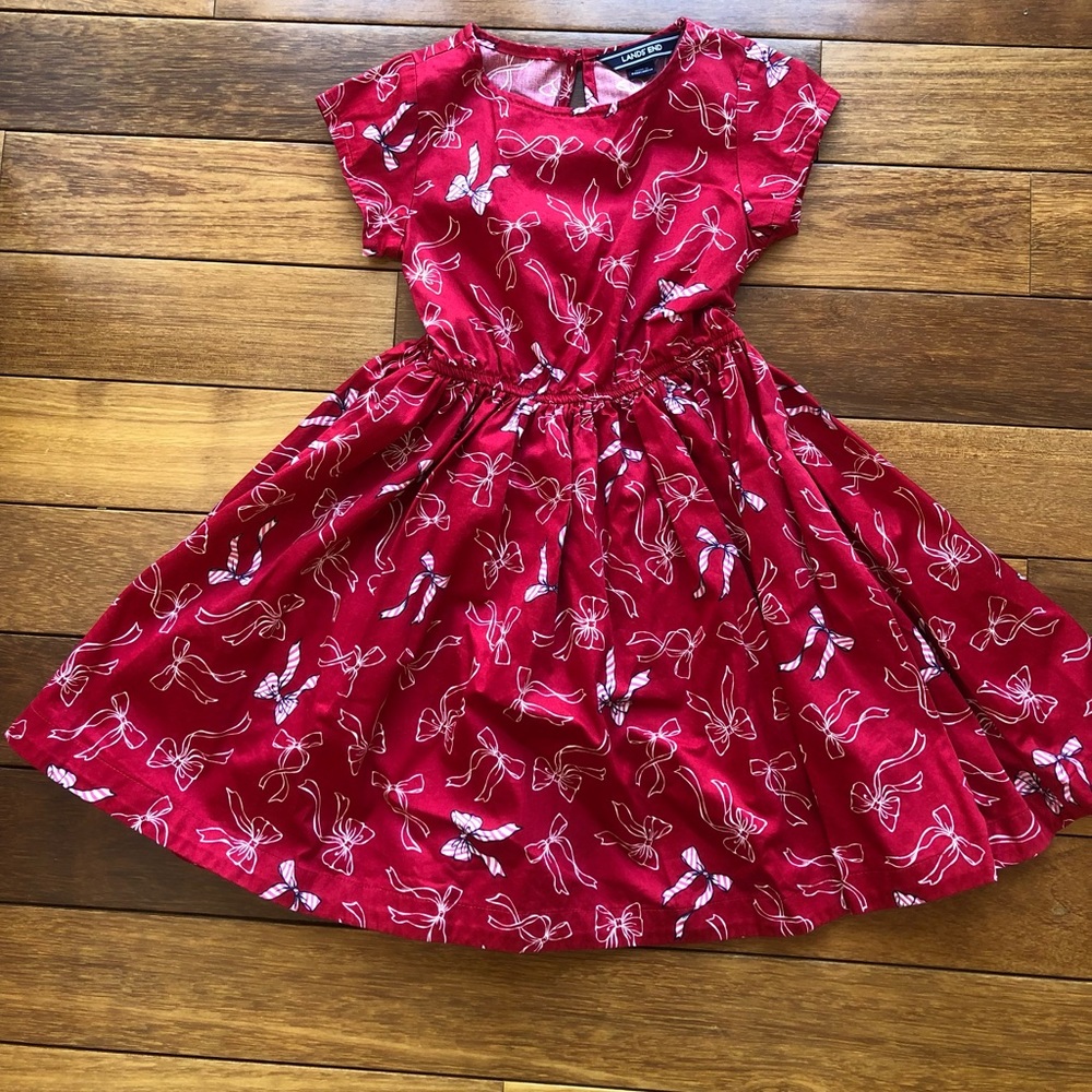 Lands’ End Twirl Red Dress Girls Size 6